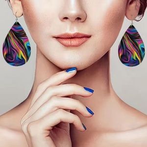 Multi Color Spiral Pattern Raindrop Earrings